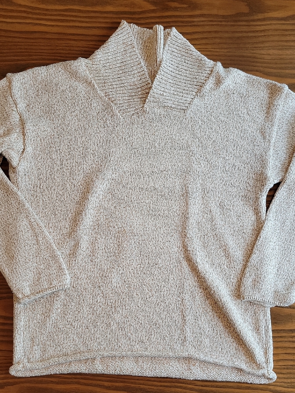 COLDWATER CREEK Cotton Cream and Tan Textured Knit Top | Size: M